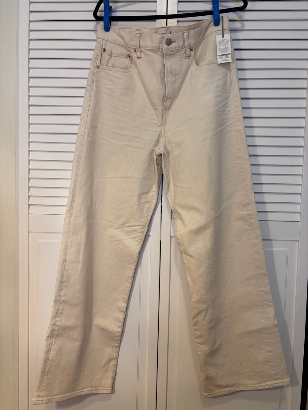 AE77 Premium Stovepipe Selvedge Jeans Straight Leg Jeans in Beige Size 12 NWT